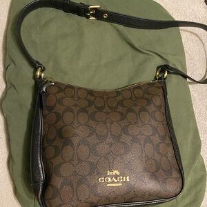 Coach Black and Brown Signature Shoulder Bag